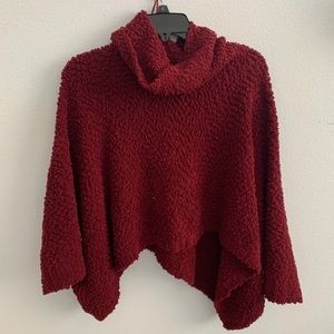 Maroon Cowl Neck Poncho